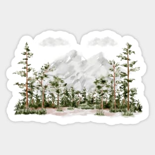 Watercolor Mountain and Forest Sticker